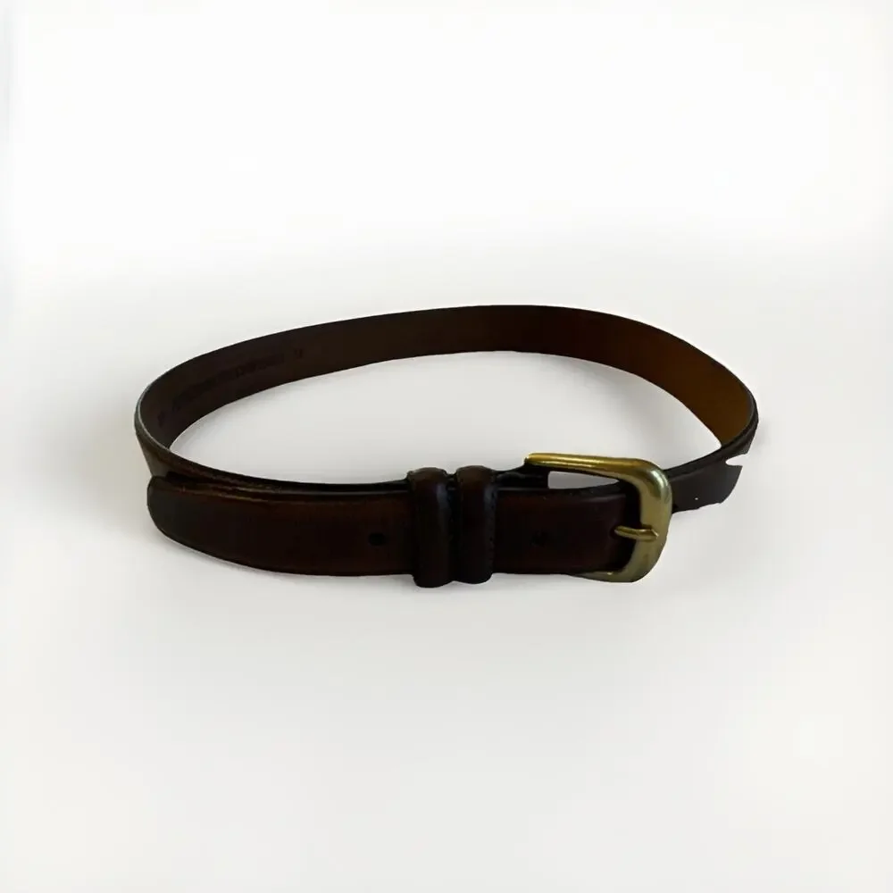 Brown Women/ Men Basic‎ Belt Size 34 Solid Normal Width Solid Brass Buckle